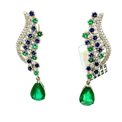 China The Other Emerald Sapphire Ladies Earrings Luxurious Pretty Diamond Earring Jewelry Women Big Earings for sale