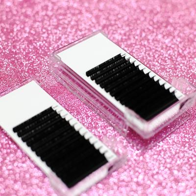 China Individual Single Loop 14mm Lash Extension Silk Strands 0.07mm D Professional Feather Eyelash Extensions for sale