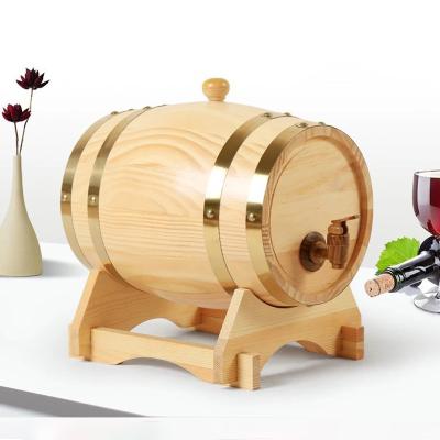 China 1.5L 3L 5L 10L 15L 20L Durable Custom Wooden Whiskey Wine Barrel With Stand Rack Wooden Beer Barrel for sale