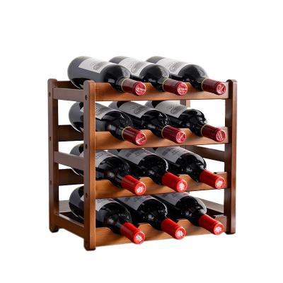 China Eco-Friendly Bamboo Countertop Stocked Wine Rack Free Standing Display Stand 2/3/4 Layer Wine Rack Wine Rack for sale