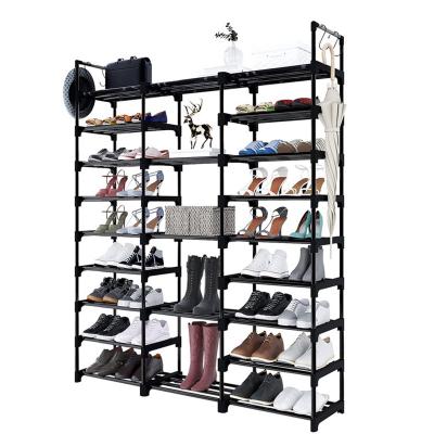 China Modern Multifunctional Folding Shoe Rack Stainless Steel Metal Simple Household Shoe Storage Shelf for sale