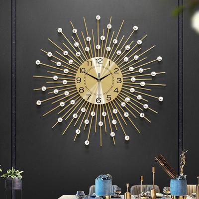 China Modern Decorative Wall Clocks Metal Home Decor Gold Wall Clock For Living Room for sale