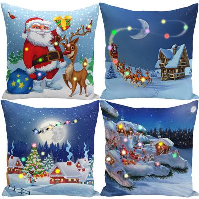 China 2021 New Anti Dust Mite Pillow Cases Pillow Case Christmas Decoration LED Christmas Cushion Cover For Home Cushion Covers for sale