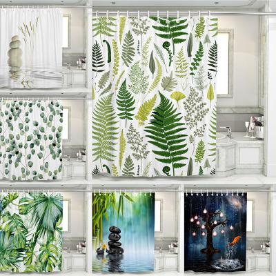 China Amazon Stocked Custom Printed Waterproof Shower Curtain Polyester 3D Bathroom Print Custom Shower Curtain Wholesale for sale