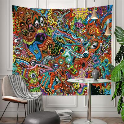 China Wholesale Custom Psychedelic Print CLASSIC Cheap Logo Decoration Hippie Graffiti Bohemian Manda Wall Tapestry Hanging Tapestries for sale