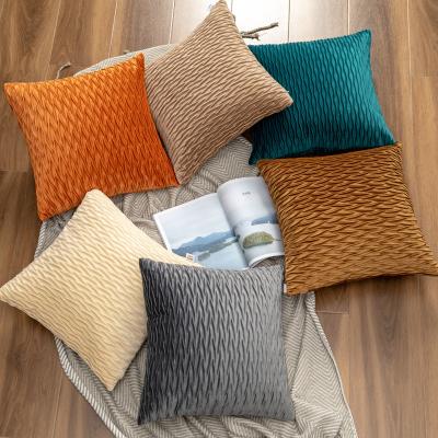 China Anti Dust Mite Wavy Profile 18 x 18 inch Wholesale Custom 45 x 45 cm Velvet Cushion Cover Case Sofa Throw Luxury Pillowcases Pillow for sale