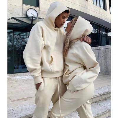 China Custom Fleece Breathable Sweatsuit Unisex Sweatshirt Set OEM Logo Tracksuit Cotton Sweatpants Luxury Hoody for sale