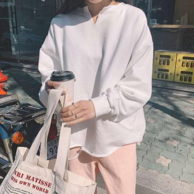 China Women Summer Solid Color Sweatsuit Long Sleeve Breathable Oversized Slit Ripped Sweatshirt for sale