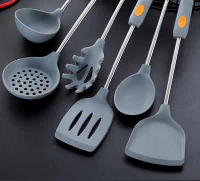 China Viable Us Wholesale Stainless Steel Kitchen Utensil 6pcs Set Silicone Kitchen Utensils Stainless Steel Cooking Tool for sale