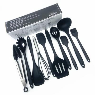 China Viable Us Wholesale Utensils Silicone Nylon Kitchen Utensils Set Non Stick 10pcs Resistance Cooking High Temperature Cookware Sets for sale