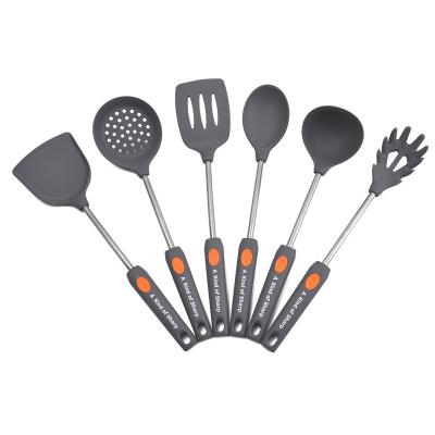 China US Sustainable Utensils Wholesale 6pcs Stainless Steel Kitchen Utensil Set Silicone Kitchen Nylon Utensils Stainless Steel Cooking Tool for sale