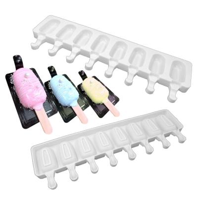 China Amazon Viable Products 4/8 Hole Silicone Wall Ice Cube Tray Mold Food Grade Diy Dessert Ice Cream Tool With Popsicle Stick Instrument for sale