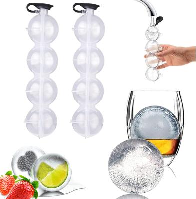 China Amazon Viable Hot Seller Food Grade 4 Hole Hockey Silicone Ice Cube Molds Whiskey Round Ice Ball Mold Walls Ice Cream Tools Instruments for sale