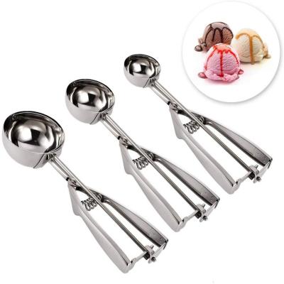 China Viable Amazon Hit Ice Cream Spoon Cookie Scoopers Stainless Steel Ice Cream Scoop With Trigger Release for sale