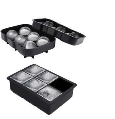 China Amazon Viable Products Ice Cube Mold Black Silicone Round Box Tray Molds Ice Cream Mold Set Kitchen Instrument Accessories for sale