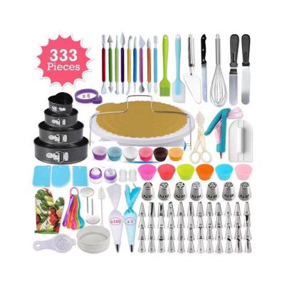 China 2021 Sustainable New Amazon Hot Party Baking Tools Supplies Baking Tools Cake Cake Decorating Sets 333pcs for sale