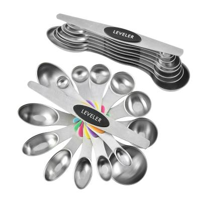 China 8 Pcs Sustainable Hot Selling Stainless Steel Stackable Magnetic Doser Set With Kitchen Level Wholesale for sale