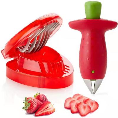 China Kitchen Accessories Stainless Steel Fruit and Vegetable Hollow Punch Stripper Strawberry Cutter Slicer Stem Remover Viable Fruit Cleaver for sale