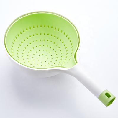 China Sustainable Kitchen Utensils 360 Rotating Plastic Drain Basket Double-Layer Vegetable Sink With Handle Wash For Fruit And Vegetable Basin for sale