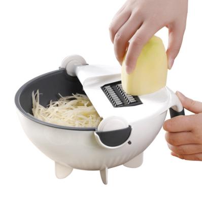 China Sustainable Kitchen Multi Functional Fruit Drain Basket Blade Cutter Manual 9 In 1 Vegetable Slicer Peeler Slicer Onion Cleaver for sale