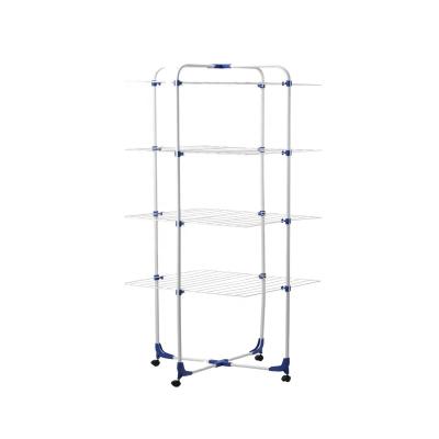 China With Wheels For Easy Movable Metal Space Saving Household Multi Layer Cloth Hanger Rack With Wheels Holding Towel Rack for sale