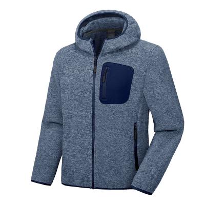 China Breathable Men's Fleece Running Jacket Lightweight Warm Knitted Hooded Full Zipper Hiking Golf Casual Jacket for sale