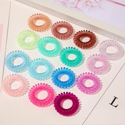 China Hair Accessories Telephone Wiring Rope Scrunchy Elastic Hair Line New Ponytail Holder Clear Color Hair Rings Tie for sale