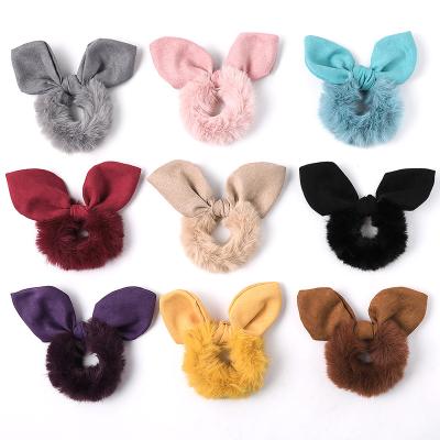 China Hair Accessories Shapes Beautiful Silk Fabric Hair Scrunchies Hair Accessories Solid Color Elastic Band Satin Hair Ring for sale