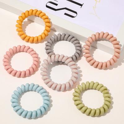 China Central Institute of Statistics Korea Simple Candy Color Telephone Line Hair Ring Hair Accessories Macaron No Trace Head Rubber Band Girl Ball Hair Rope Hair Accessories for sale