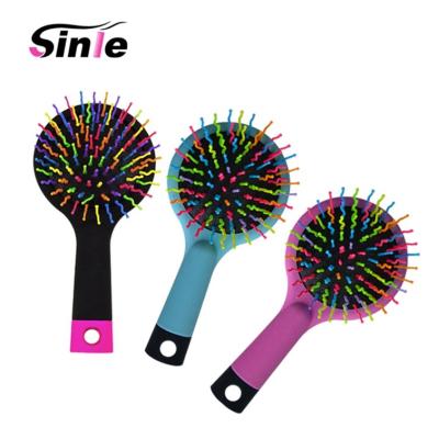 China High Quality Massage Rainbow Volume Brushes Straight Detangling Hair Brush Hair Curl Magic Comb With Mirror for sale