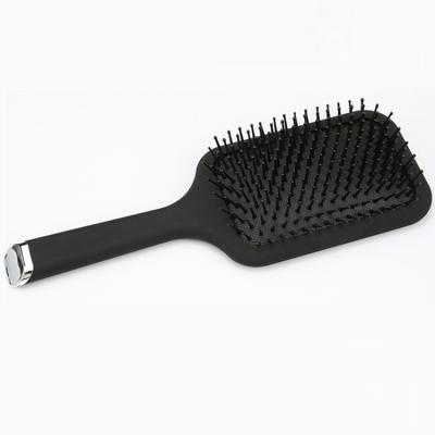 China Black Square Massager Private Label Cushion Plastic Paddle Detangling Hair Brush For Man for sale