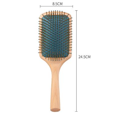 China Air Cushion Natural Beech Wooden Comb Massage Paddle Detangling Hair Brush For Woman for sale