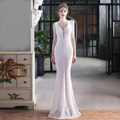 China Beautiful Evening Dresses Anti-Static Sexy Deep V-Neck Party Host Wear Long Women Dresses For Women for sale