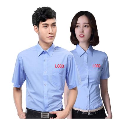 China Stylish Anti-Pilling Business Shirts Male Social Formal Summer New Fashion Casual Short Sleeve Solid Custom Work Shirt For Women Mens for sale