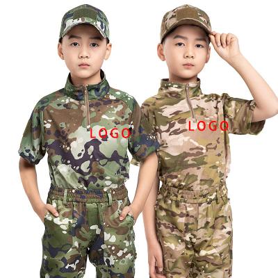 China Combat Kid Summer Military Clothing Sets Short Sleeves Army Military Uniform Customize OEM Unisex Kids Camouflage Suit For Kids Boys for sale