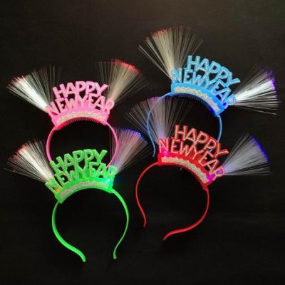 China wholesale fiber plastic happy new year light up headband ZD-TK-03 for sale