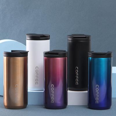 China Wholesale Viable Gradient Color Fashion Stainless Steel Portable Vacuum Insulated Thermos Coffee Convenient Water Cup Bottle For Sports for sale