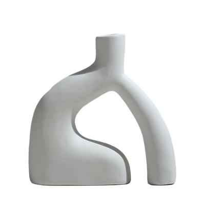 China High Quality Modern Minimalist Oriental Abstract Rock Vase Wedding Vase White Ceramic Size for sale