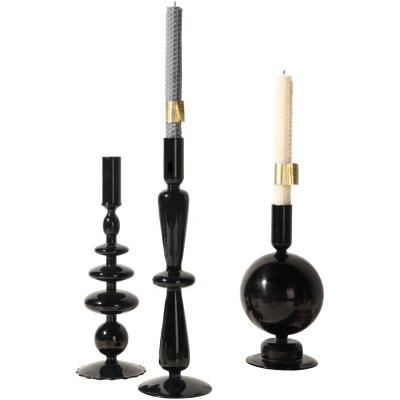 China Creative Photo Props Retro Living Room Candlestick Art Decor Simple Modern Glass Dining Table Household Romantic Candlelight Props for sale