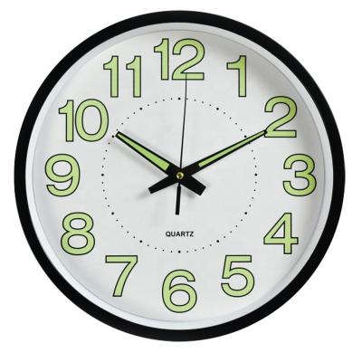 China LUMINOVA 12-Inch 30cm Wall Clock Quartz Clock Bedroom Luminous Plastic Living Room Hanging Simple Clock for sale