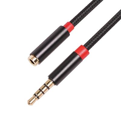 China 1M Gold Plated 3.5mm female speaker trrs to aux cable. 3.5mm male trrs weave braided audio extension for earphone for sale