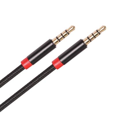 China AUX pole. 3.5mm nylon braid 3.5mm car jack 4 speaker to 3.5mm trrs phone audio cable for phone car headset speaker for sale