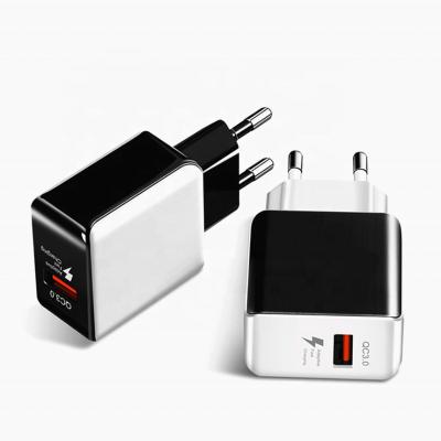 China Single Head 5V 9V 12V Mobile Phone QC3.0 Charger Single Left Smart Fast Phone Charger USA USB Plug European Standard Charger for sale