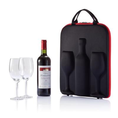 China Wine Bottle Display Case High End Travel Case EVA Protective Wine Glasses Bottle Carrying Case for sale