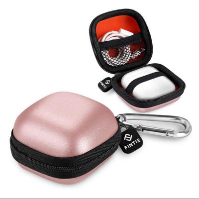 China Custom PU Tool Storage Case Bag Earphone Pouch Eva Earphone Case Earbuds Carrying Square Travel Factory Protective Equipment Zipper Portable Pink for sale