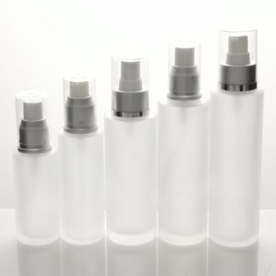 China Korea Market Cosmetic Luxury 20ml 30ml Frosted Glass Bottles Lotion Pump for sale