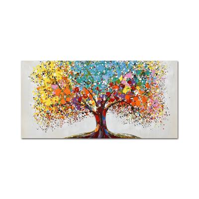 China Abstract 100% Handmade Abstract Oil Painting Colorful Tree Canvas Painting For Wall Decor And Gift for sale