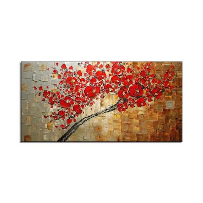 China New Modern Handmade Canvas Painting On Oil Painting Palette Knife 3D Flower Tree Paintings Living Room Decor Home Wall Art for sale