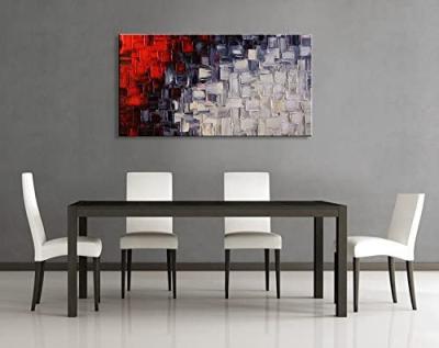 China Large Red and White Abstract Acrylic Wall Art Hand Painted Modern Canvas Artwork Contemporary Painting for Living Room for sale