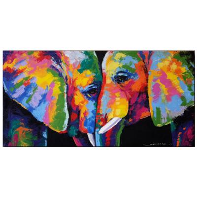 China Custom Wholesale Environmentally Friendly Canvas Animal Home Painting Accessories Handmade Elephant Oil Painting For Home Decor for sale